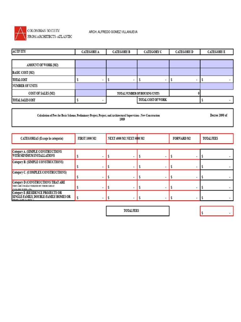 Fee Calculation for Construction Projects | PDF