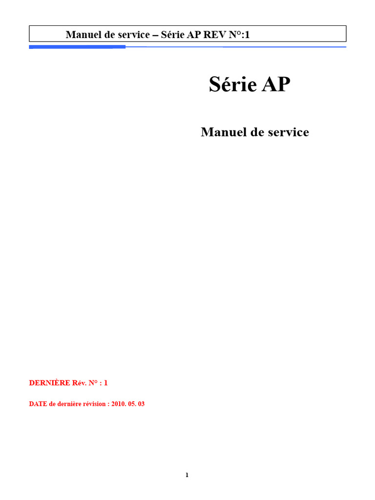 Manuel de Service Série AP - Révision 1 | PDF | Calibrage | Gravité
