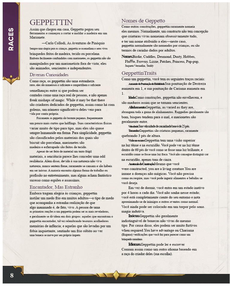 Características e Nomes dos Geppettin | PDF | Bonecas