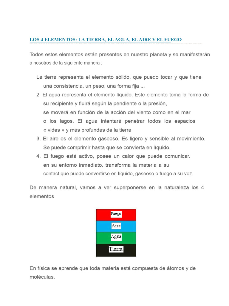 Los 4 Elementos y su Influencia Astrológica | PDF | Agua | Gases