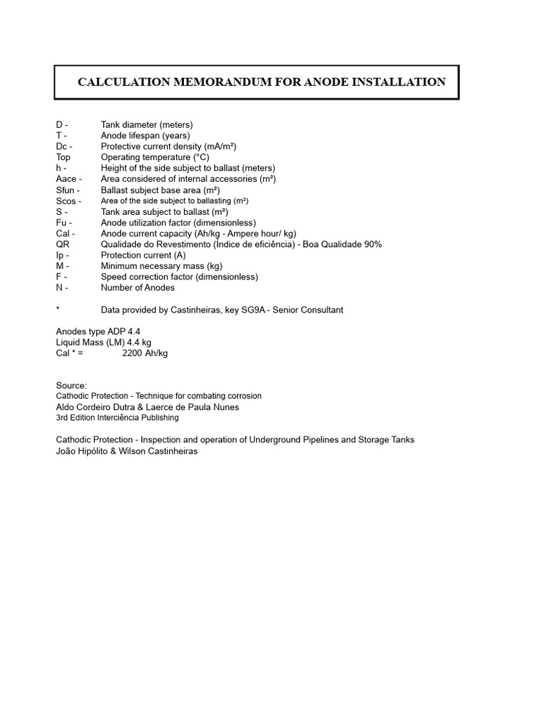 Anode Installation Calculation Guide | PDF | Electrochemistry | Electricity