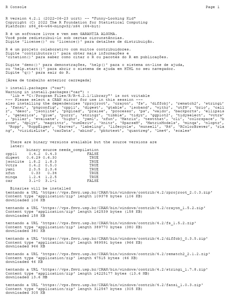 R Console Installation Guide | PDF | Errors And Residuals | Units Of ...