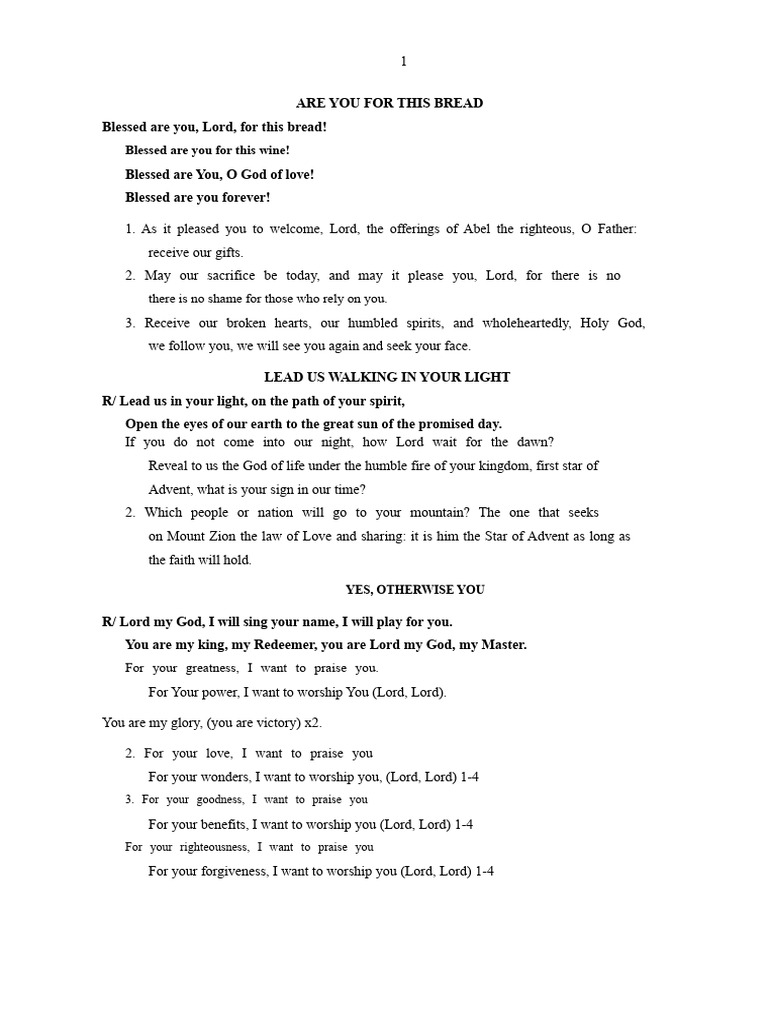 Advent and Christmas Worship Songs | PDF | God The Father | Glory ...
