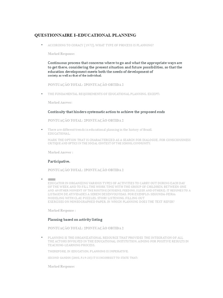 Educational Planning Questionnaire Insights | PDF | Curriculum ...