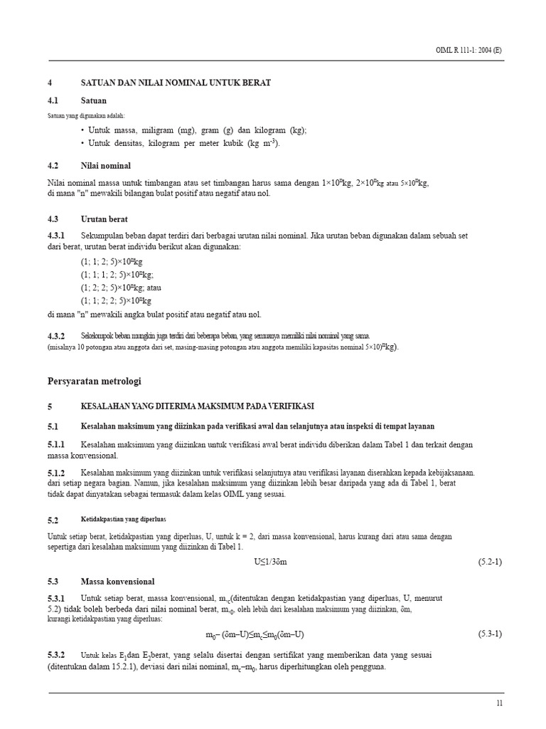 OIML R 111-1 Spesifikasi | PDF