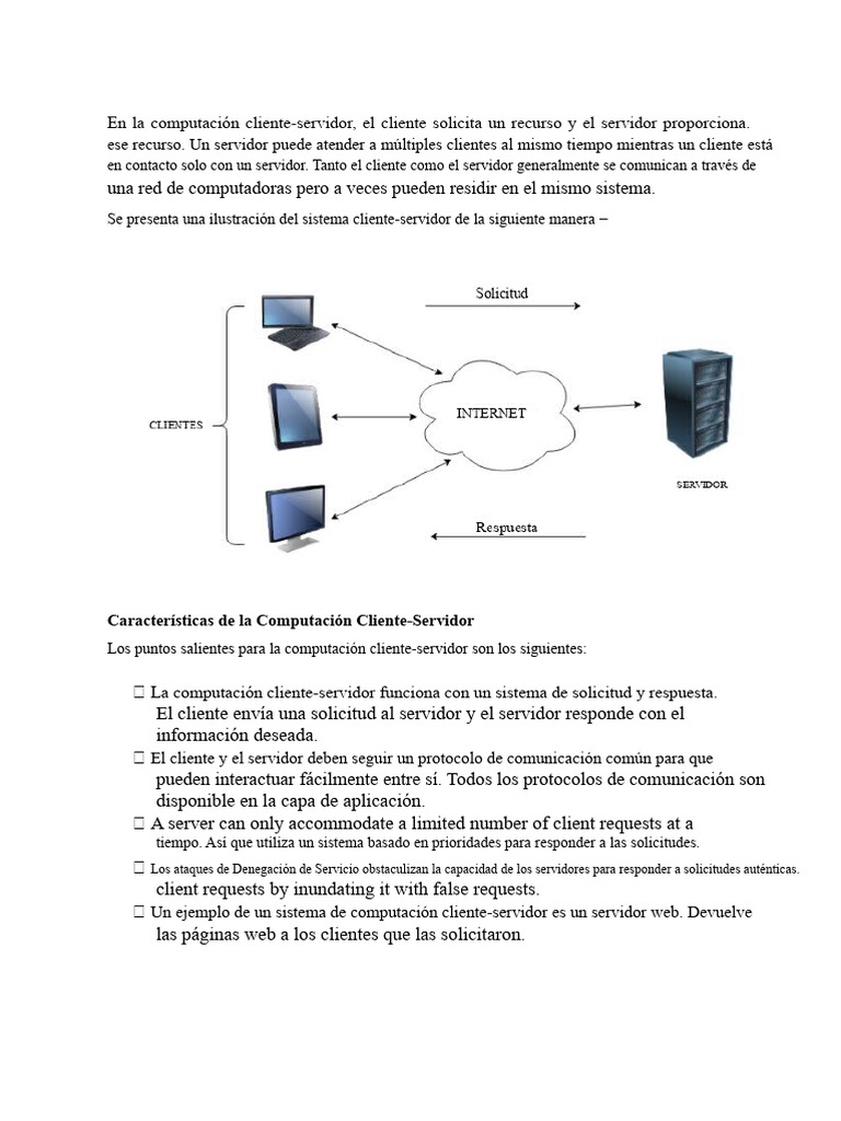 Características de la Computación Cliente-Servidor | PDF | Modelo ...