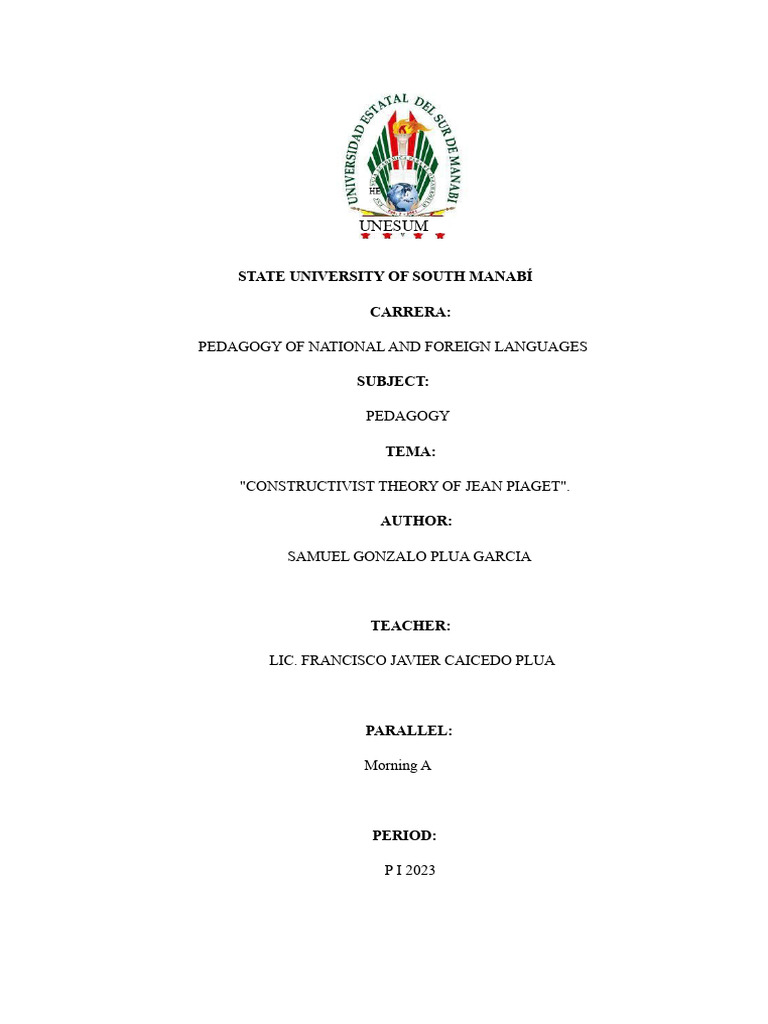 Constructivist Theory of Jean Piaget | PDF | Constructivism (Philosophy ...