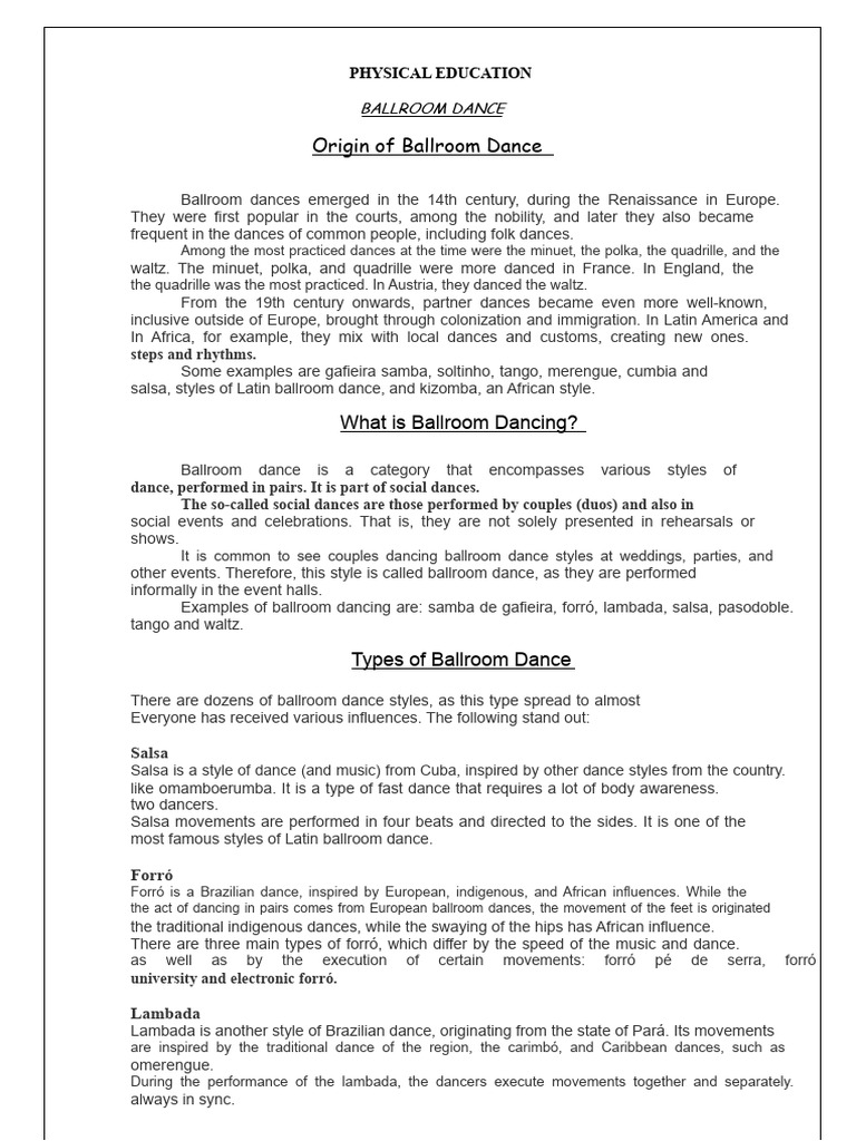 Ballroom Dance - 2ND Bimester | PDF | Ballroom Dance | Dances