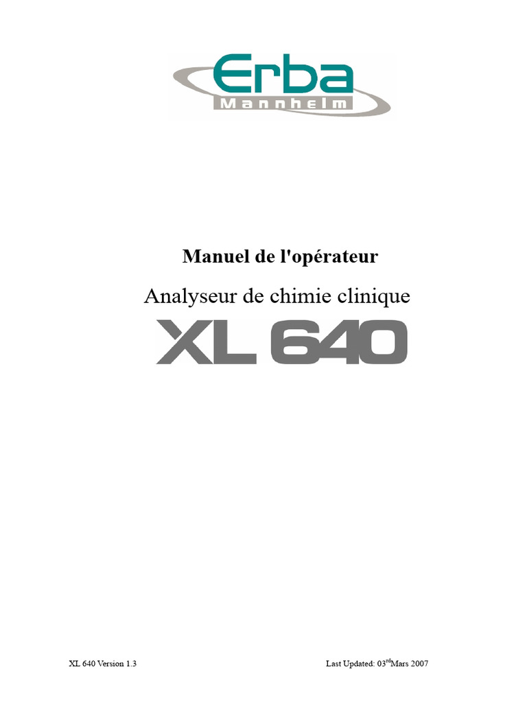 Manuel opérateur Analyseur XL 640 | PDF | Logiciel | Ventilation ...