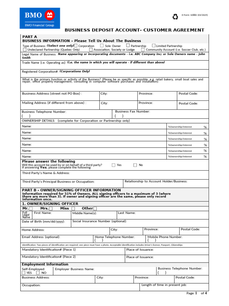 RBC Royal Bank - Business Account Application | PDF | Identity Document ...