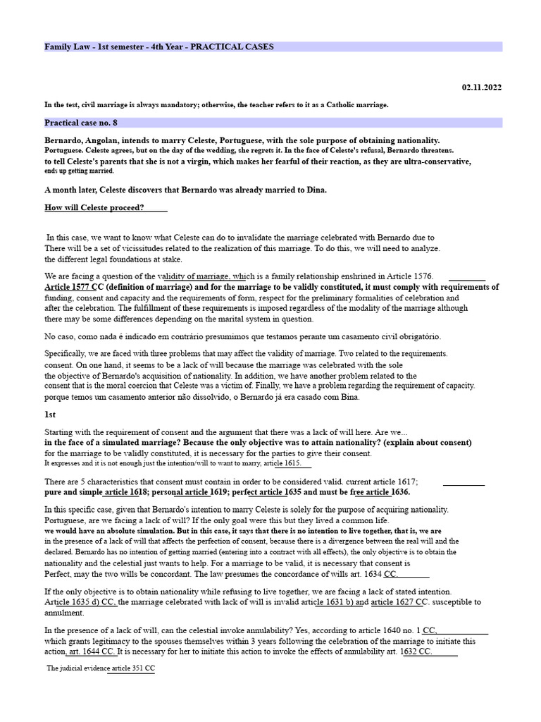 2. Family Law PRACTICAL CASES | PDF | Annulment | Marriage