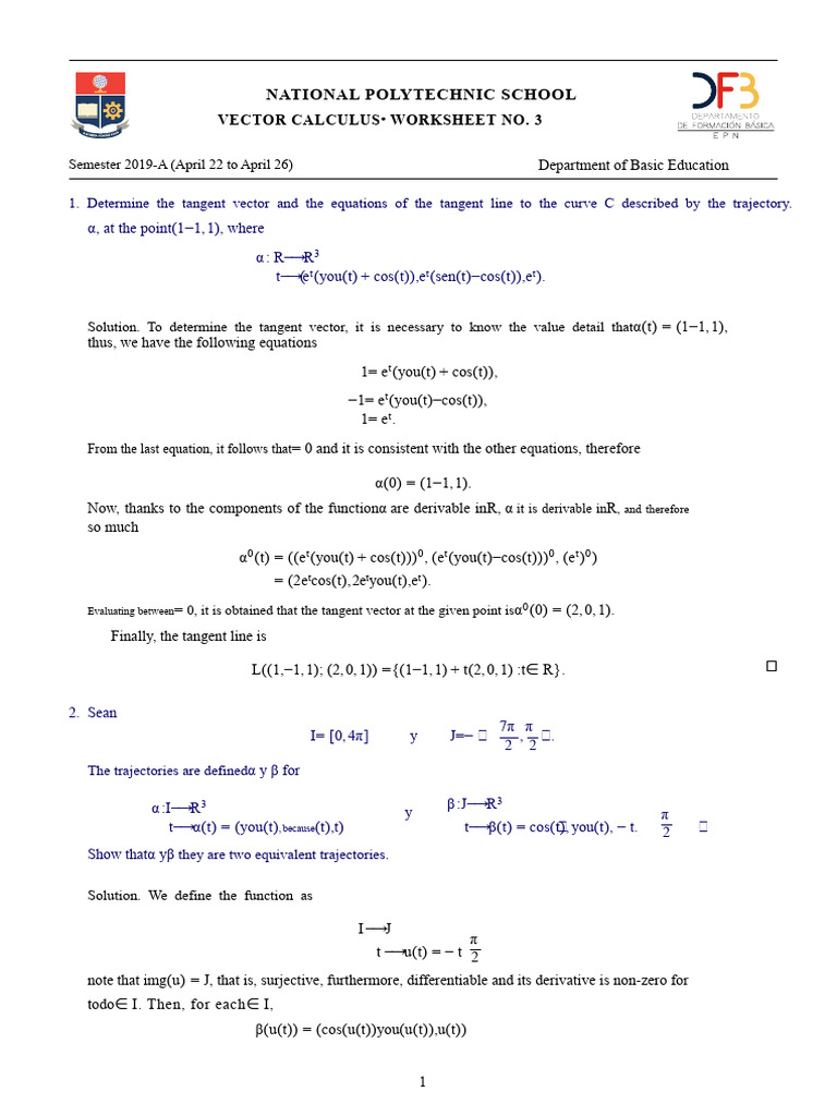 Vector Calculus Worksheet Solutions | PDF | Acceleration | Euclidean Vector