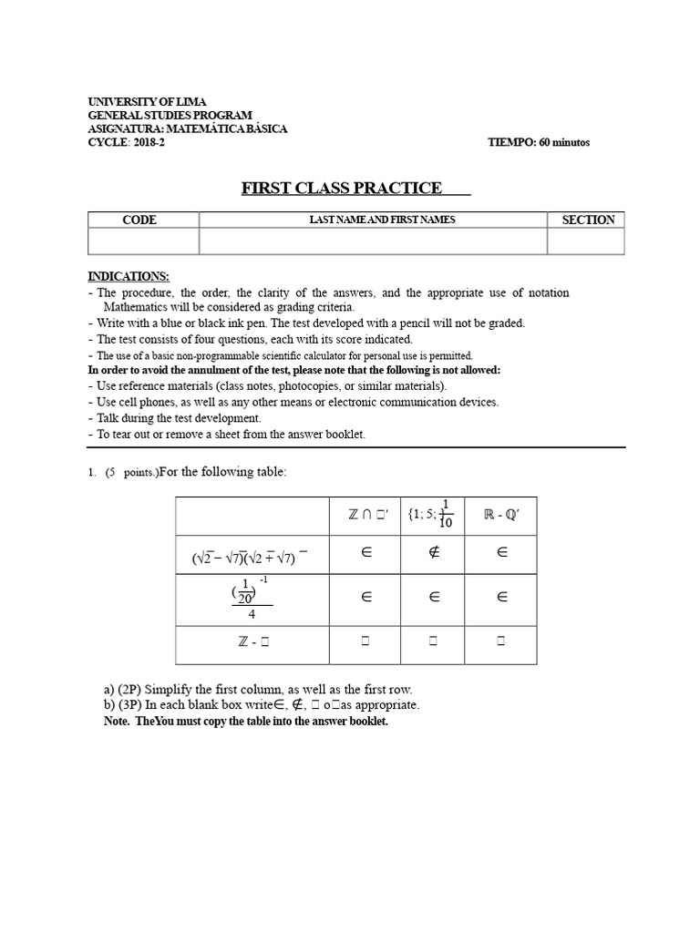 Practice 1 University of Lima | PDF | Inequality (Mathematics ...