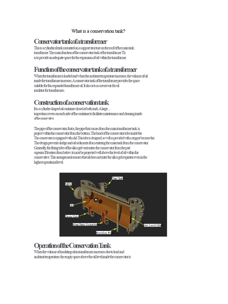 Understanding Transformer Conservator Tanks | PDF | Relay | Alternating ...