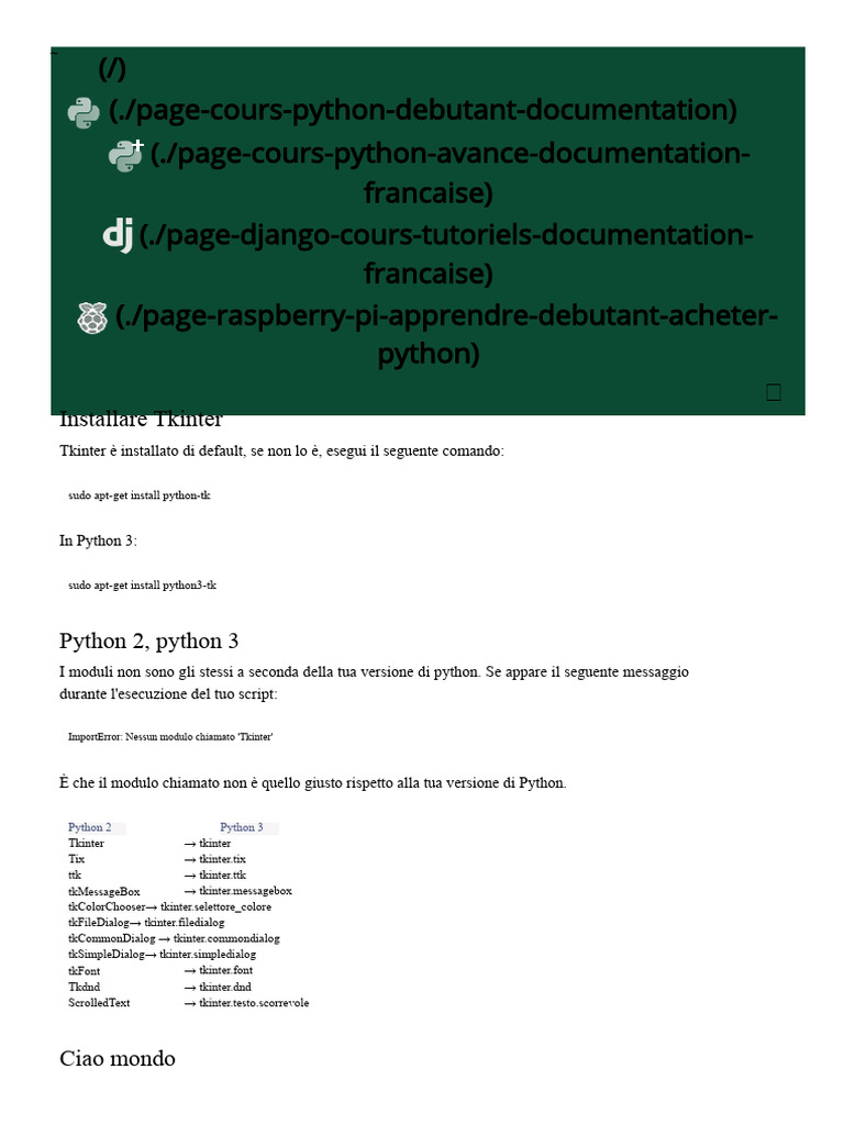 Interfaccia Grafica Tkinter Python | PDF