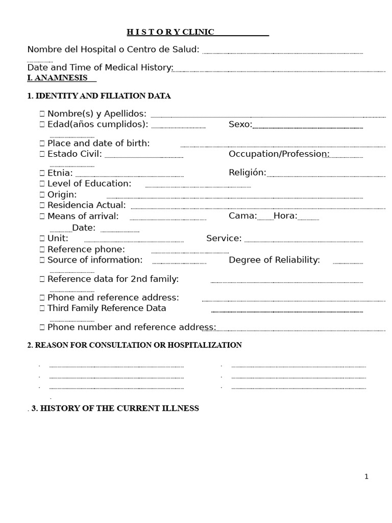 Comprehensive Medical History Template | PDF | Thorax | Lung