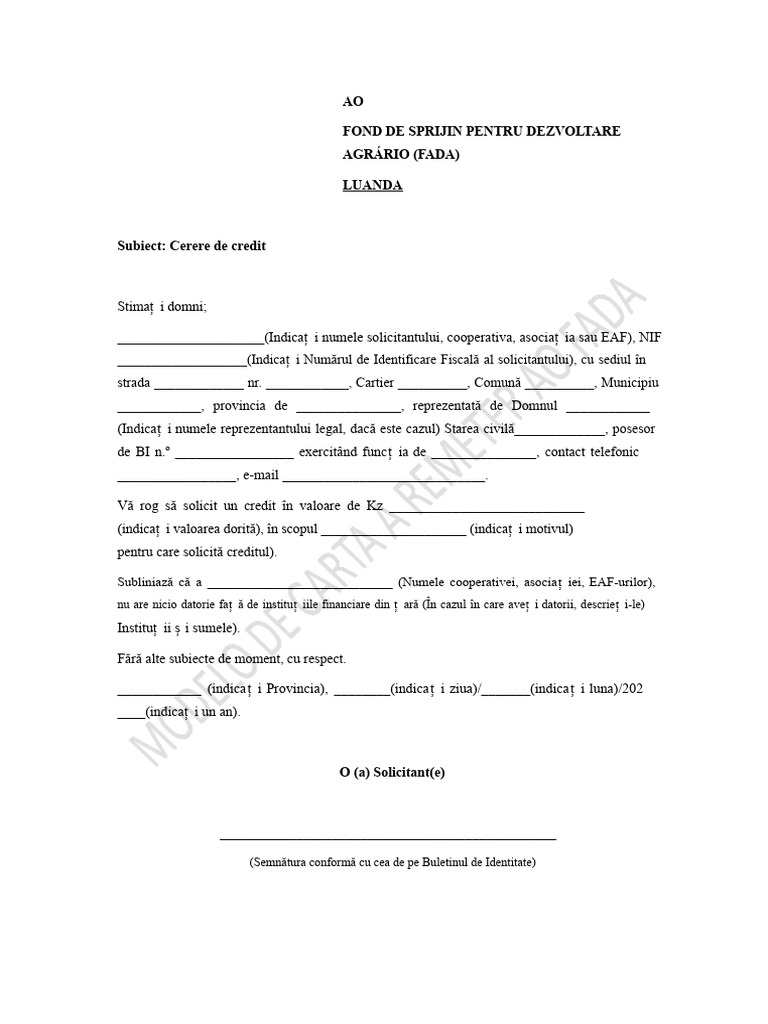 Scrisoare de Cerere de Credit | PDF