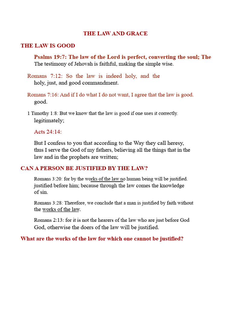 002 - The Law and Grace | PDF | Grace In Christianity | Epistle To The ...
