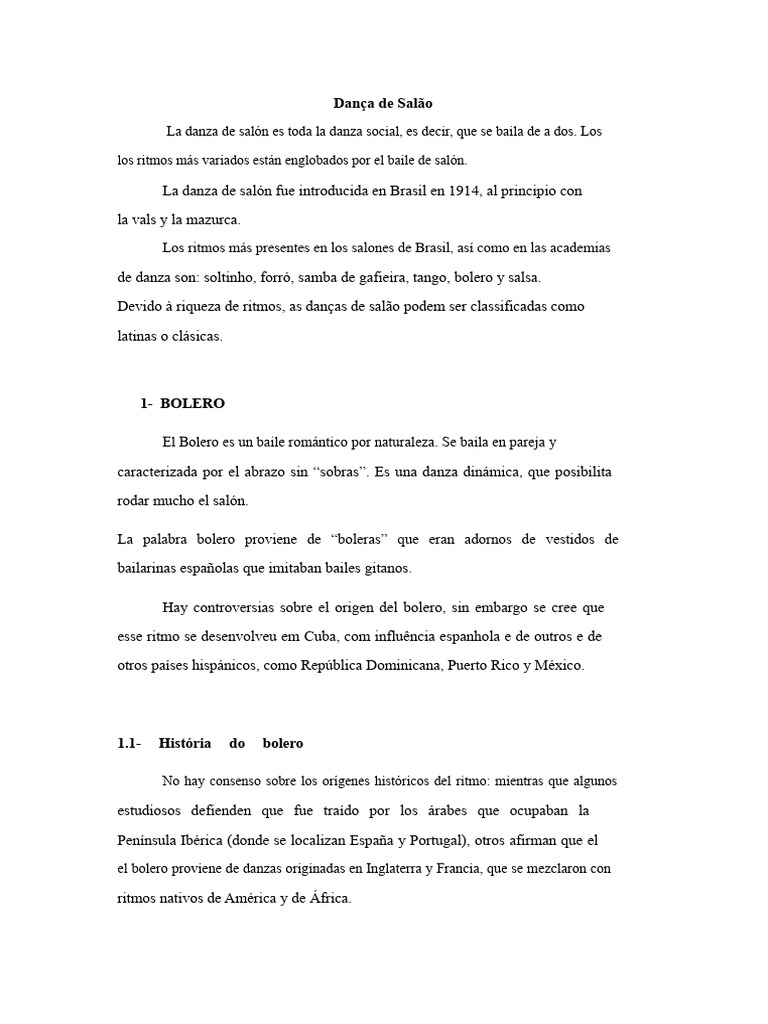 Historia y Ritmos de la Danza de Salón | PDF | Baile de salón | Bailes
