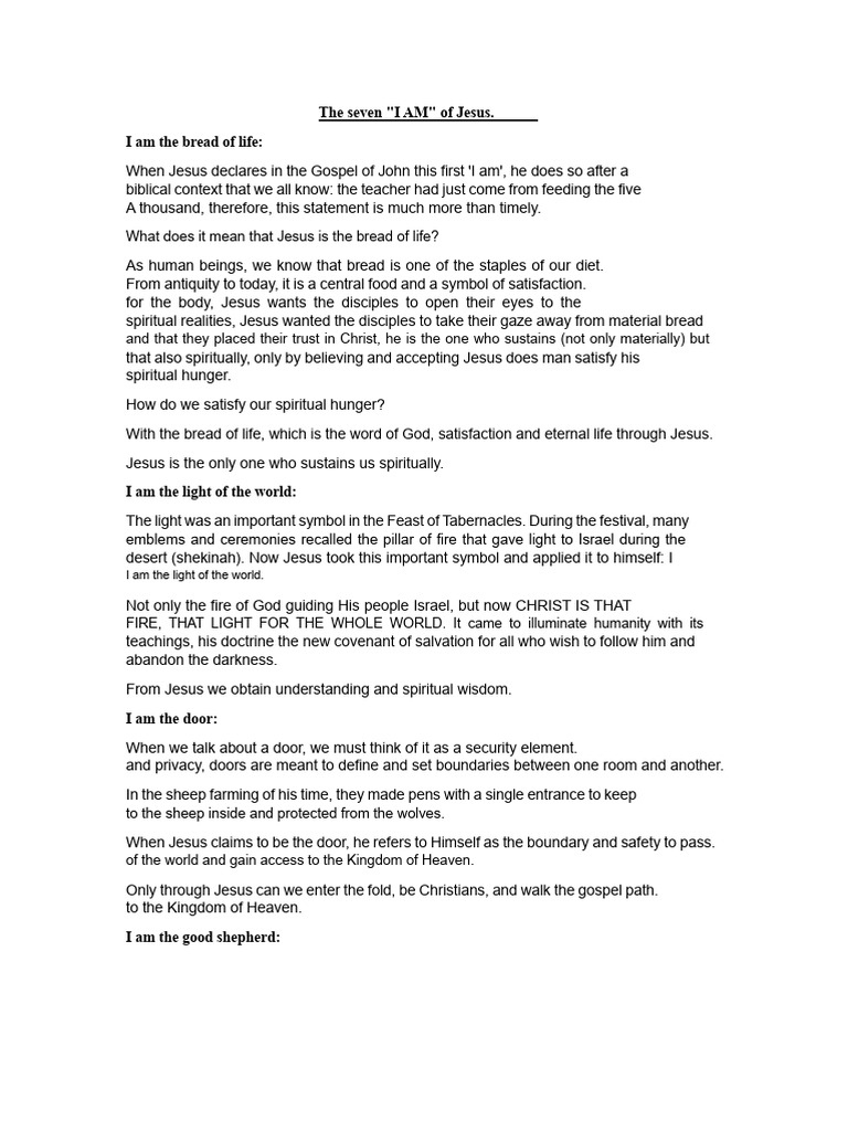 The Seven I AMs of Jesus | PDF | Jesus | Resurrection Of Jesus
