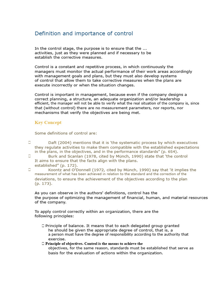 Understanding Control in Management | PDF | Performance Appraisal ...