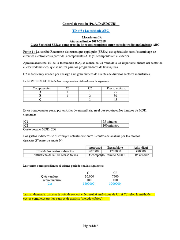 Comparativa de Costos: Método ABC vs Tradicional | PDF | Economias