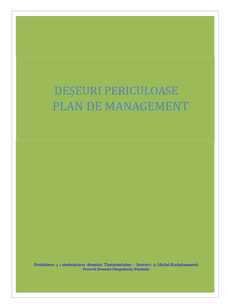 Plan de Management Al Deșeurilor Periculoase | PDF