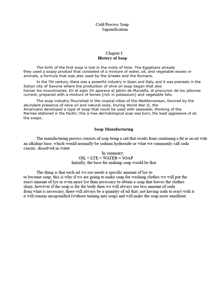 Cold Process Soap Making Guide | PDF | Sodium Hydroxide | Soap