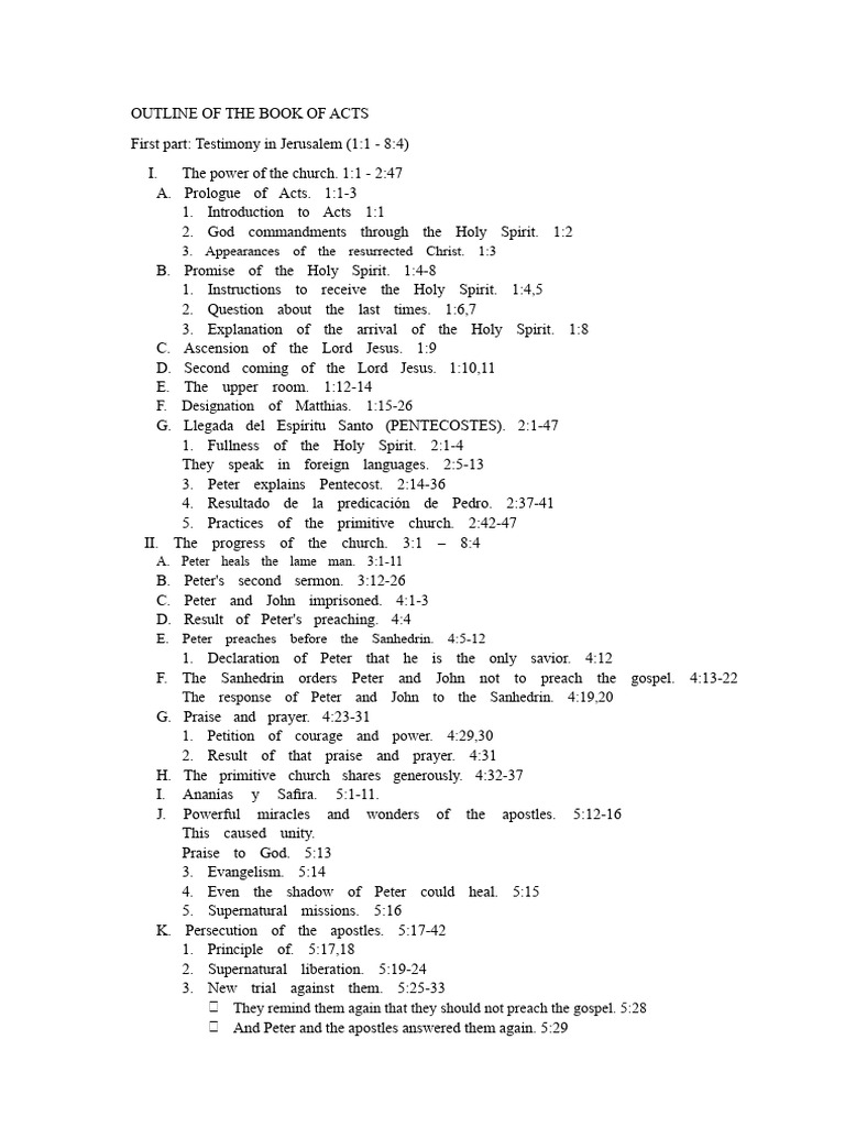Outline of The Book of Acts | PDF | Acts Of The Apostles | Paul The Apostle