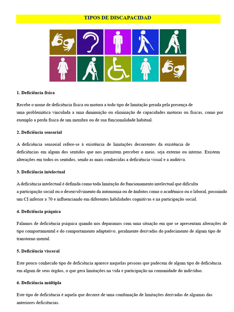 Tipos de Deficiência | PDF