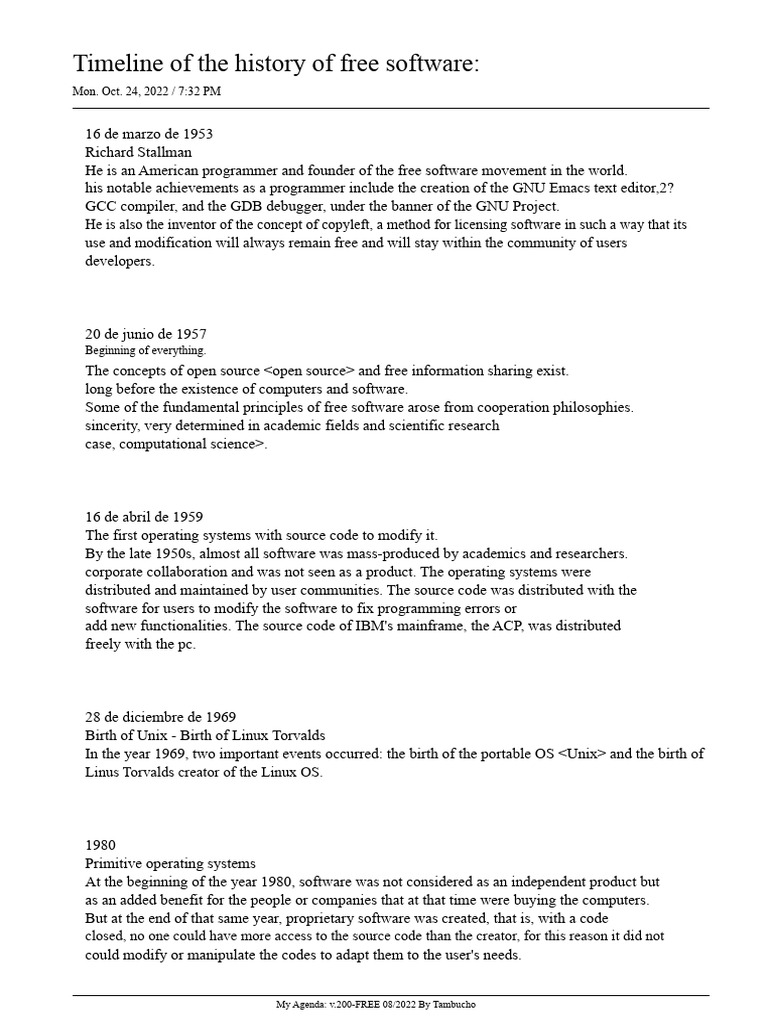 History of Free Software Timeline | PDF | Free Software | Linux