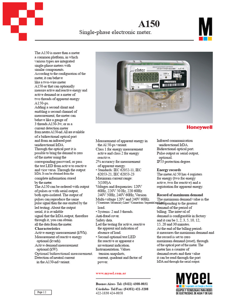 A150 Single-Phase Electronic Meter | PDF | Mains Electricity | Electronics