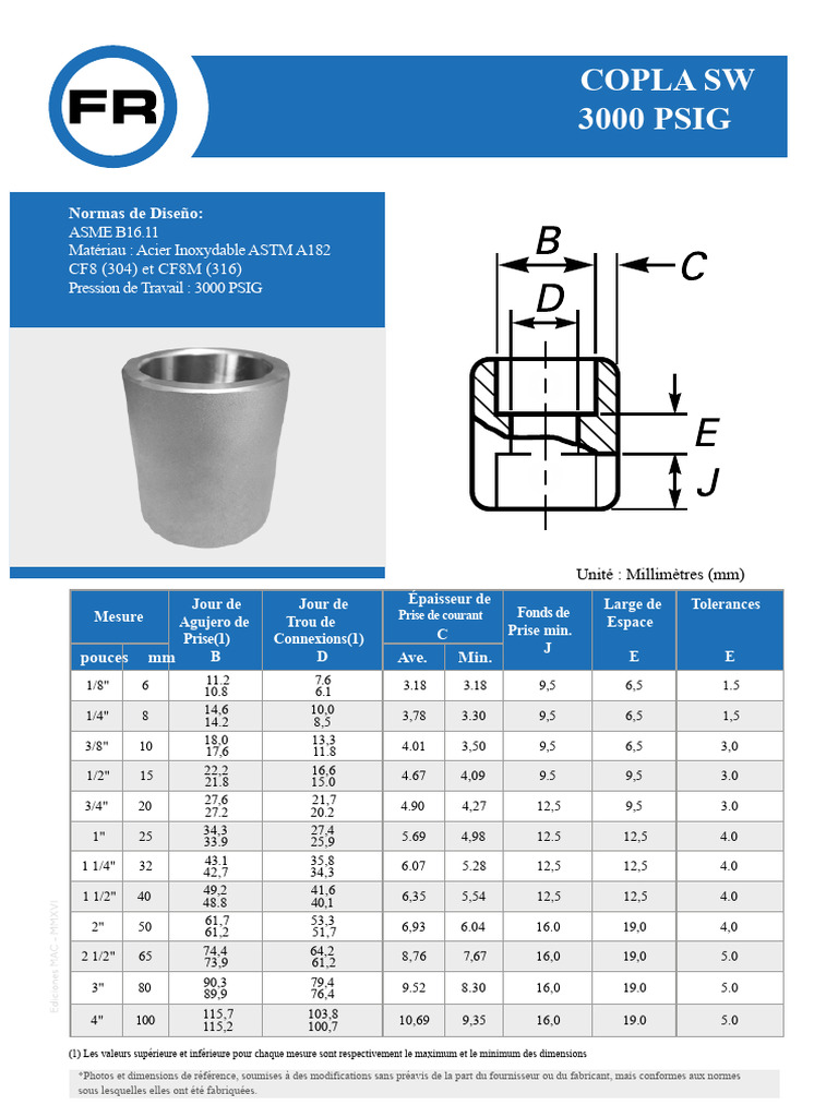 Spécifications de COPLA SW 3000 PSIG | PDF | Métaux | Acier