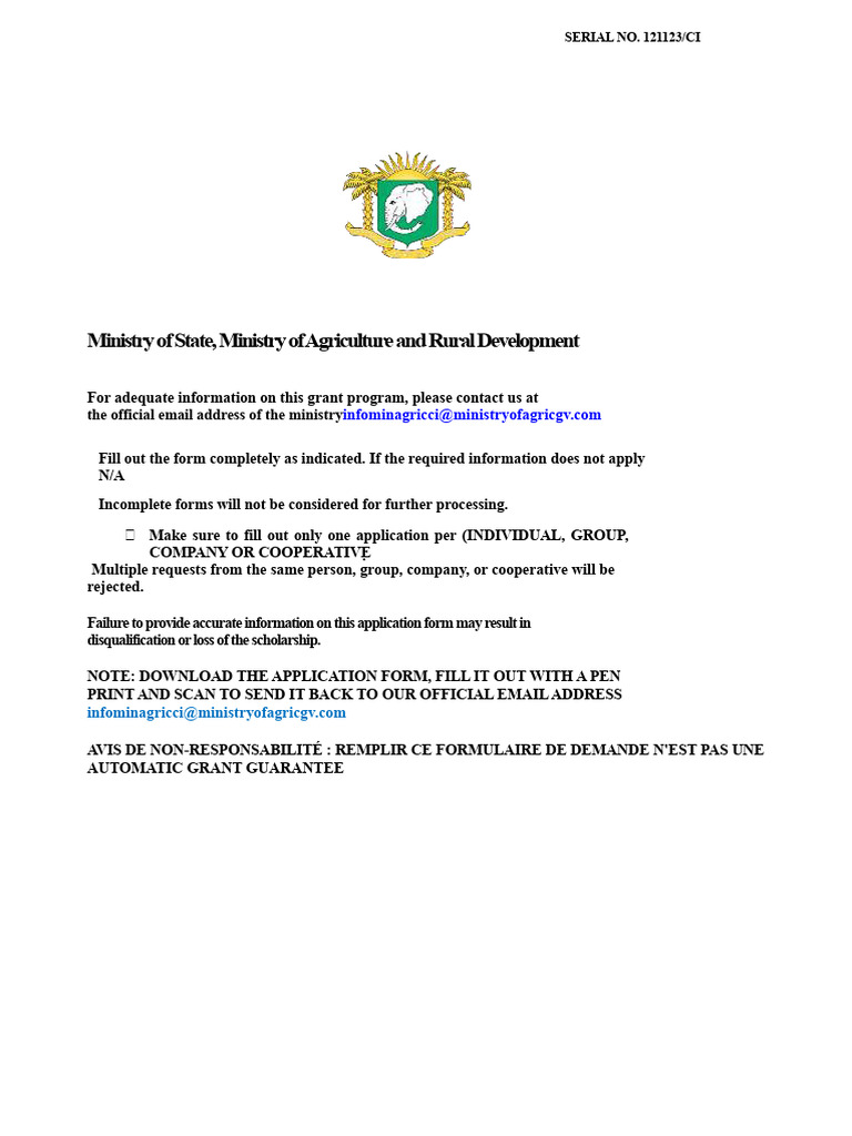 Agricultural Grant Application Guidelines | PDF | Agriculture | Farms