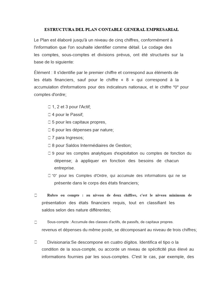 Structure du Plan Comptable Général | PDF | Comptabilité | Bilan comptable