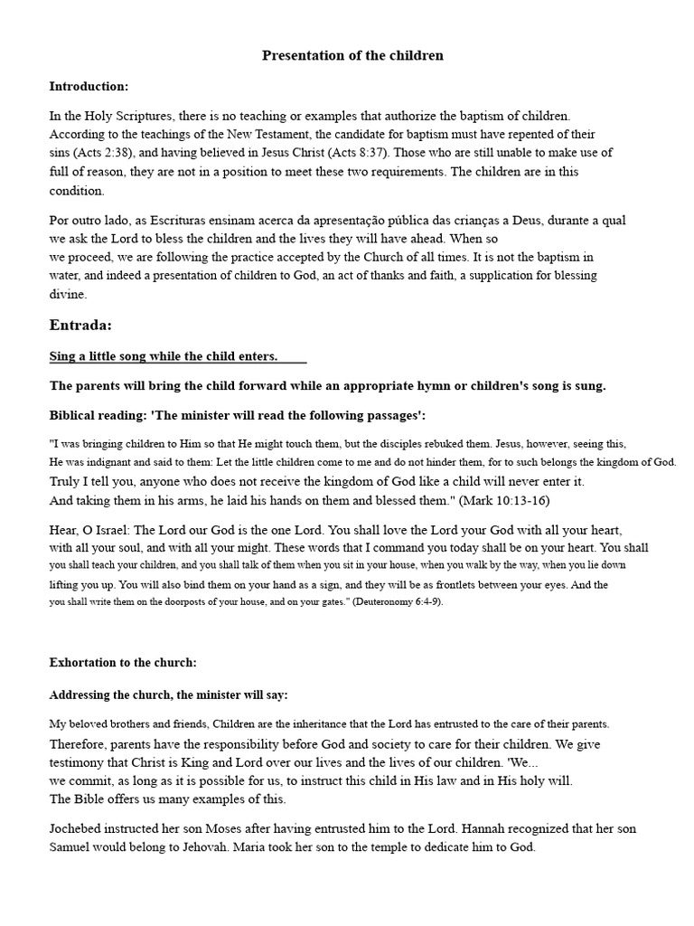Child Dedication Ceremony Guide | PDF | Baptism | God The Father