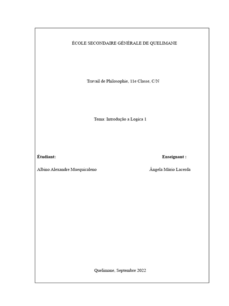Introduction à la Logique en Philosophie | PDF | Logique | Logique ...