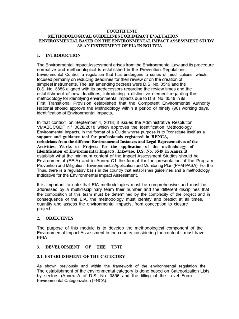 EIA Methodology Guidelines for Bolivia | PDF | Environmental Impact ...