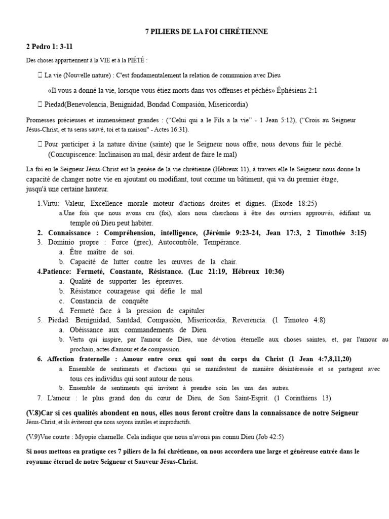 7 Piliers de la Foi Chrétienne | PDF | Amour | Dieu