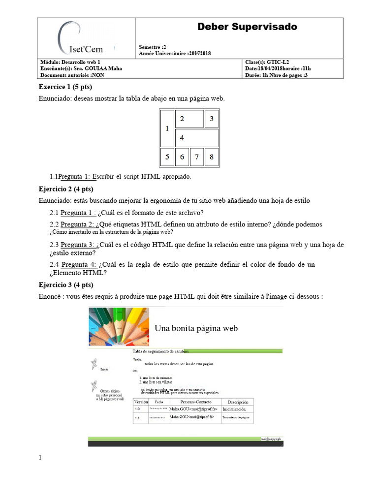 Ejercicios de HTML y CSS para Desarrollo Web | PDF | HTML | Estándares web