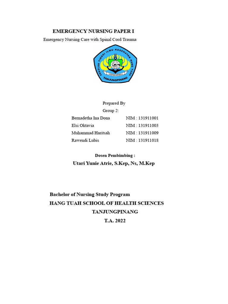Emergency Nursing for Spinal Cord Trauma | PDF | Spinal Cord Injury ...