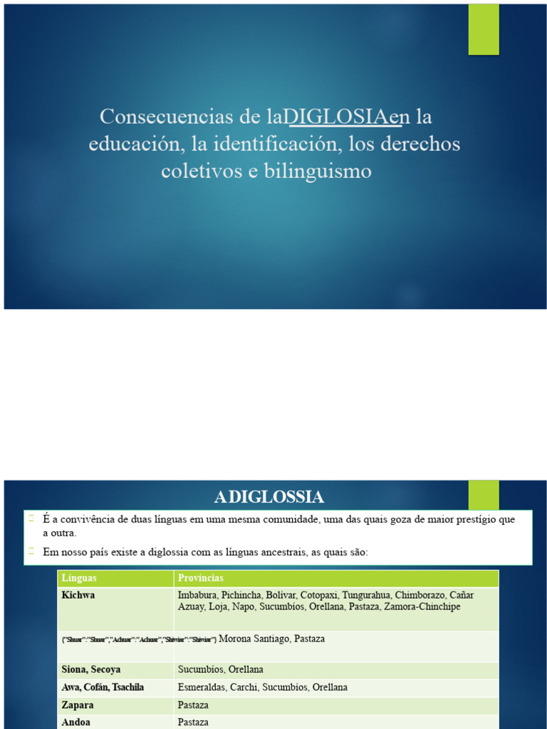 Consequências da DIGLOSSIA na educação | PDF | Linguagem natural ...