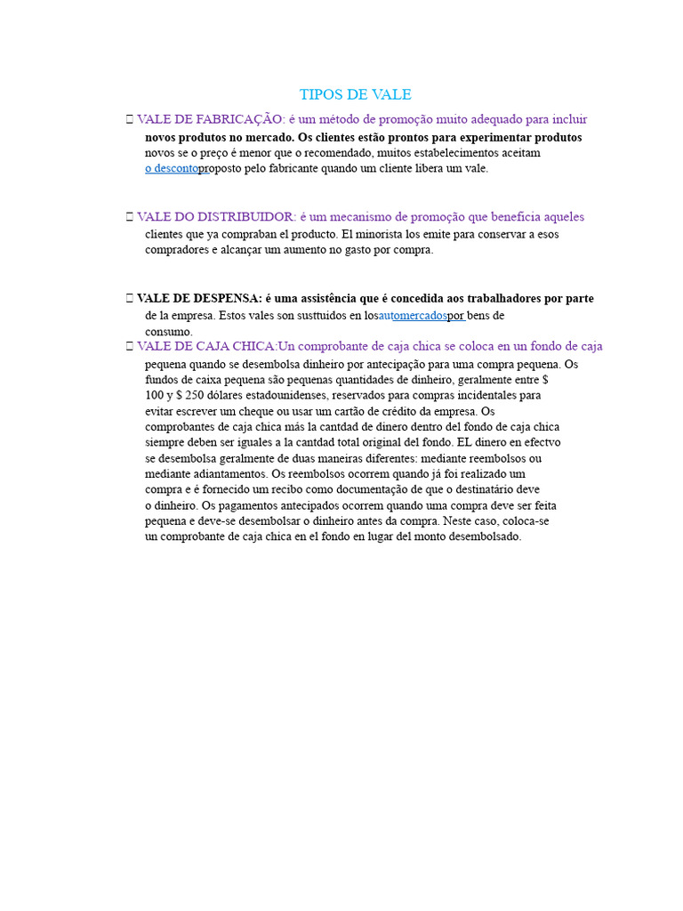 Tipos de Vale e Endossos Explicados | PDF | Dinheiro | Economias