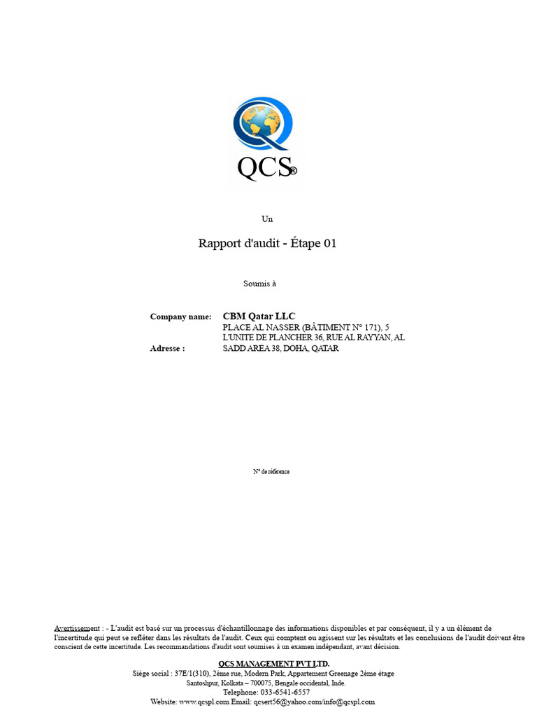 Rapport d'Audit ISO 9001:2015 - Étape 1 | PDF | Audit | Business
