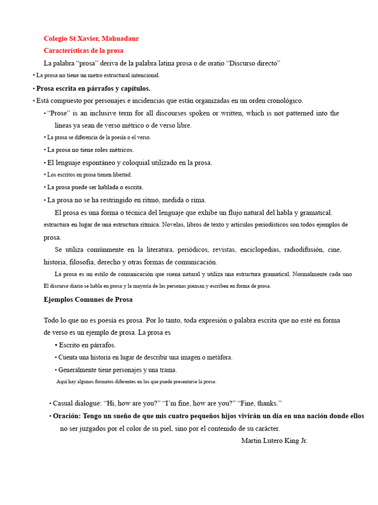 Características y Tipos de Prosa | PDF | Prosa | Poesía