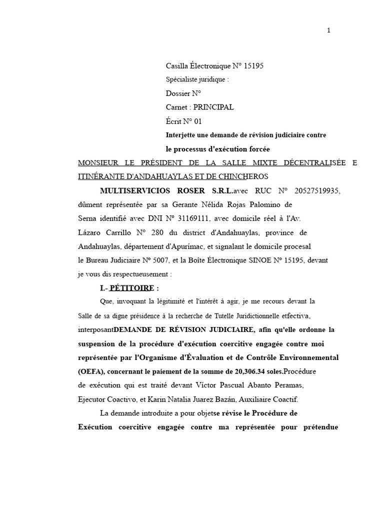 Demande de révision judiciaire d'exécution | PDF | Justice criminelle ...