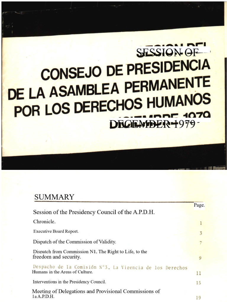 1979 - Permanent Assembly of Human Rights - Session of The Presidency ...