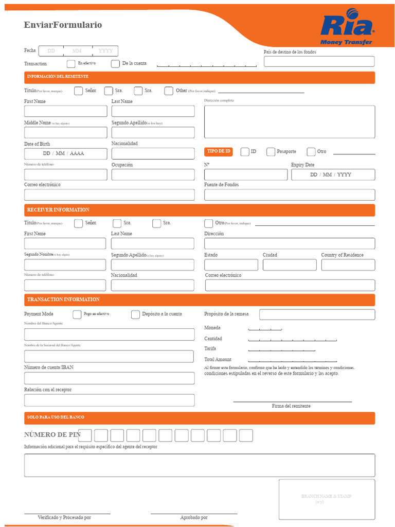 RIA_Enviar_Formulario_Junio_2019 | PDF | Transferencia bancaria | Bancos
