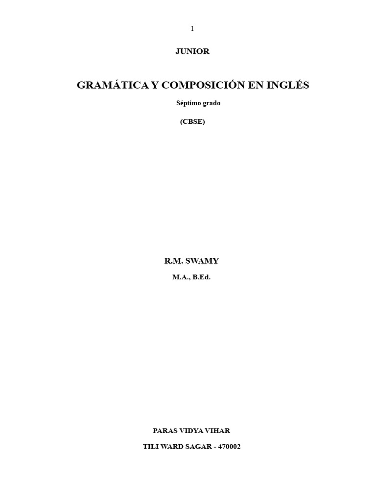 Gramática y Composición en Inglés 7° | PDF | Oración (Lingüística ...