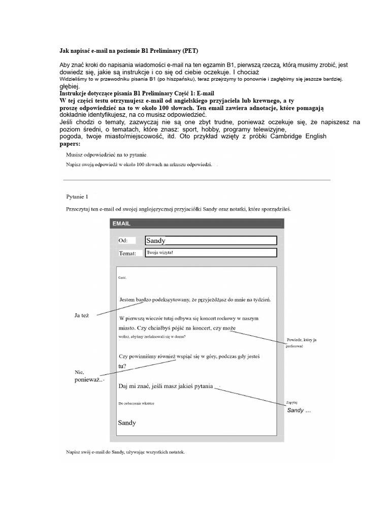Jak Napisać E-Mail Na Poziomie B1 Preliminary | PDF